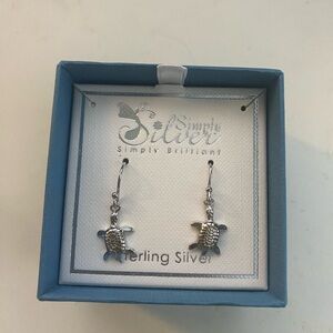 Sterling silver turtle dangle earrings